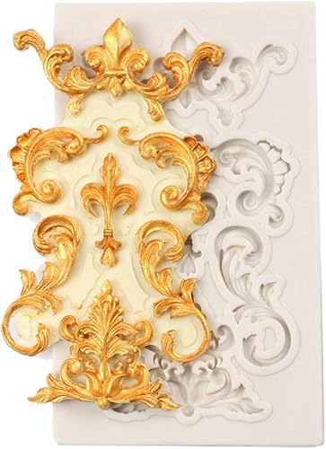 Miniatura 1 de Fondo de decoración de pastel de frontera de flores de encaje de silicona para fondant de chocolate de pastel