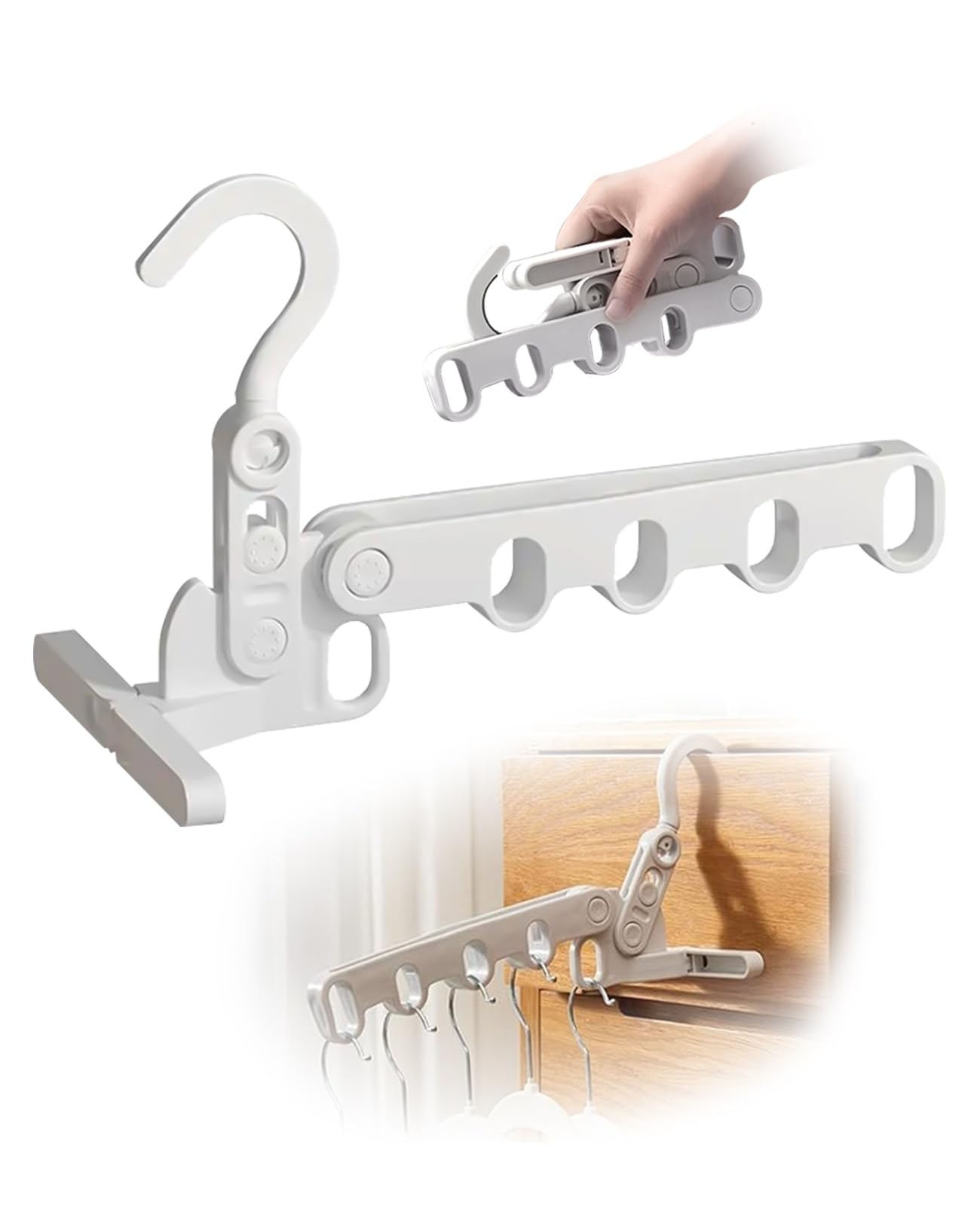ASADAYS Multi-Hook Collapsible Hanger Compact Laundry Solution for Travel Dorm & Holiday Essentials (White*1P)