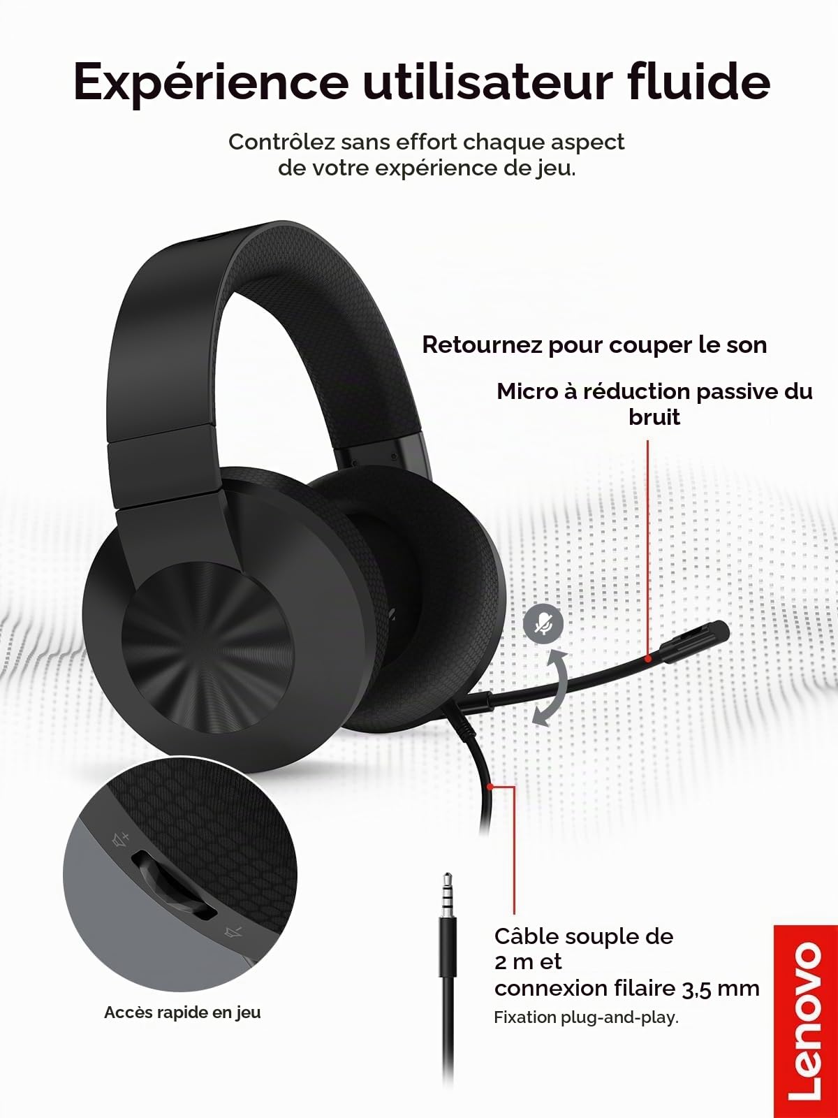Lenovo Casque de Jeu H210