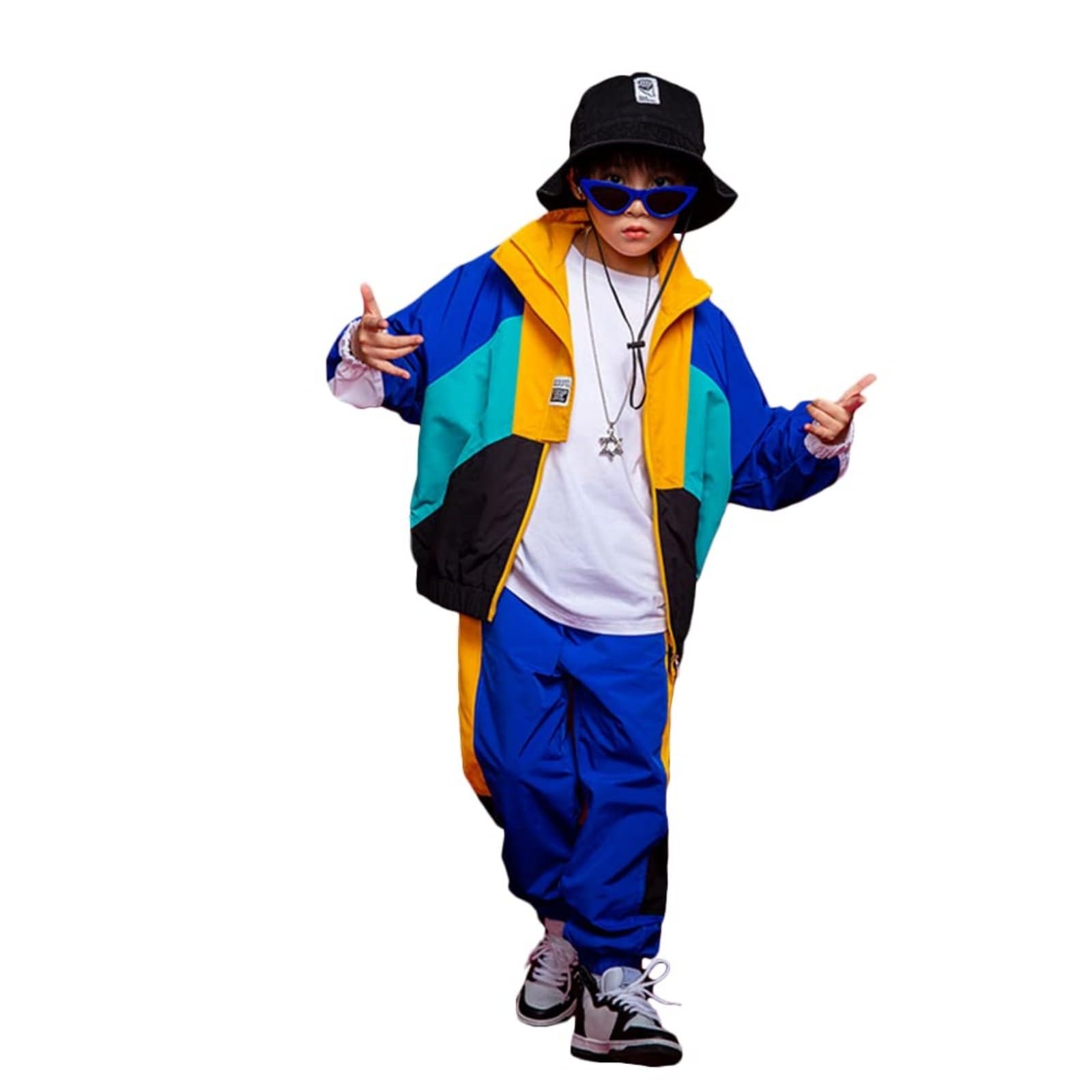 Baby Kostüm Fotoshooting Unisex Kinder Color Block Kleidungsset Stilvolles Street Retro Trainingsanzug Outfit Hip Hop Tanzkostüm T 3