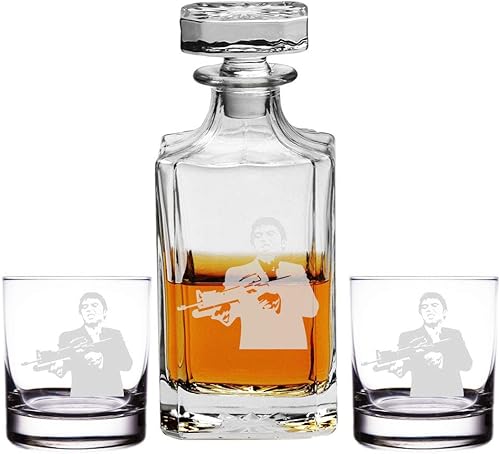 Miniatura 1 de Abby Smith - Decantador grabado de escarlata de 26 onzas con vasos de rocas (juego de 3)