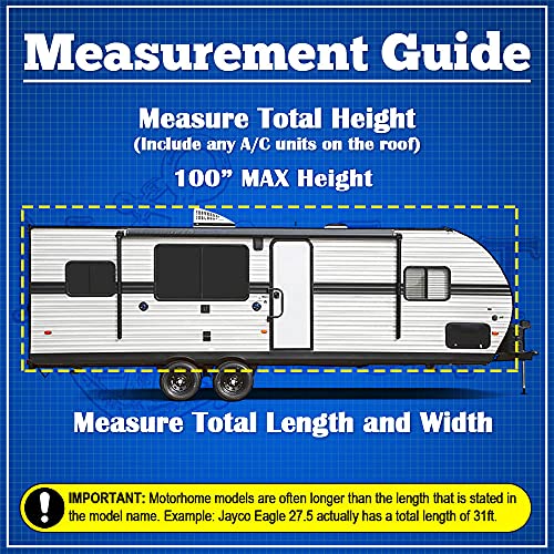 Waterproof Durable RV Motorhome Travel Trailer / Toy Hauler Cover Fits Length 22'-24' Travel Trailer Camper Zippered Panels Allow Access To The Door, Engine, Side Storage Areas, and Ramp Door, gray - Thumbnail 5