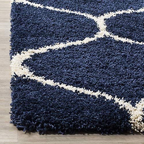 Image of Urban Modern Decor Features 3x5 Feet Modern Soft Shaggy Carpet Thick, Fluffy & 2 inch Pile Shag Rug for Your Kids Room, Bedroom & Livingroom(3x5 feet, Blue & Ivory)