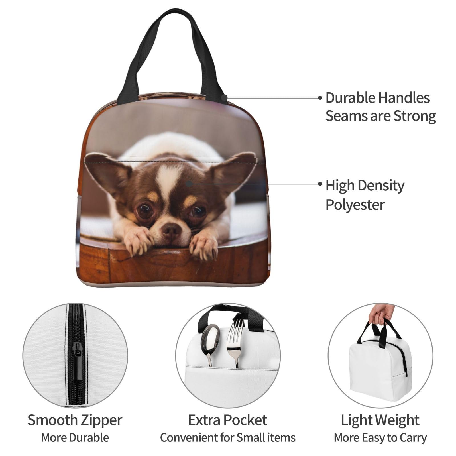 Amazon｜チワワ 犬柄 ランチバッグ 手提げ 弁当バッグ 保冷保温 トート