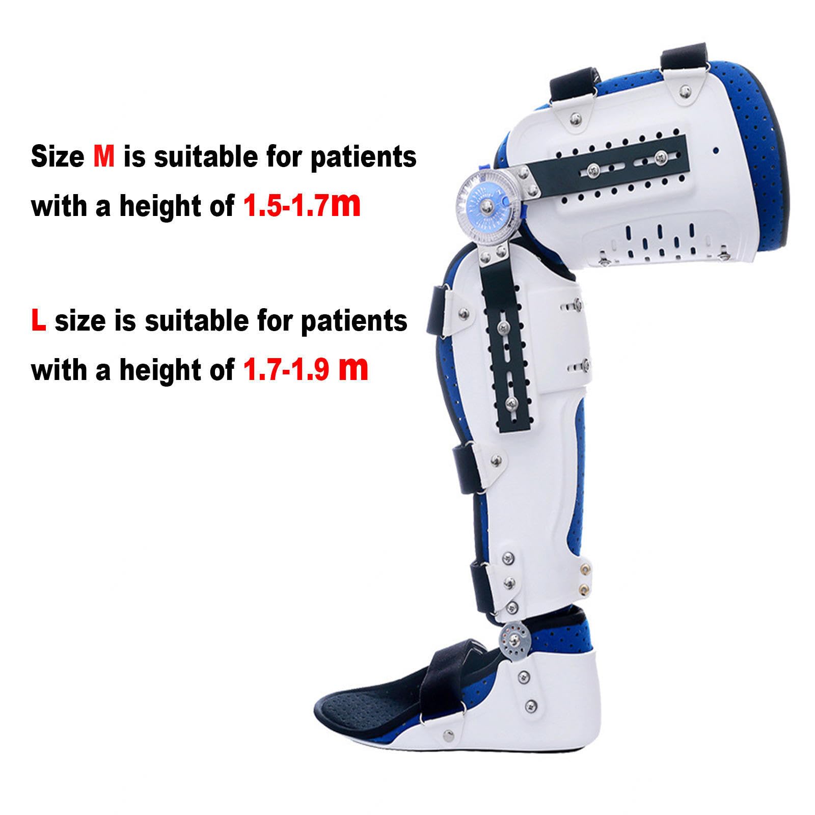 Rodillera Articulada Postoperatoria, Soporte de Pierna Inmovilizador de Rodilla Ajustable con Estabilizadores de Pierna Laterales Para Rodilla de Rehabilitación Ortopédica Estabilización,L-Left
