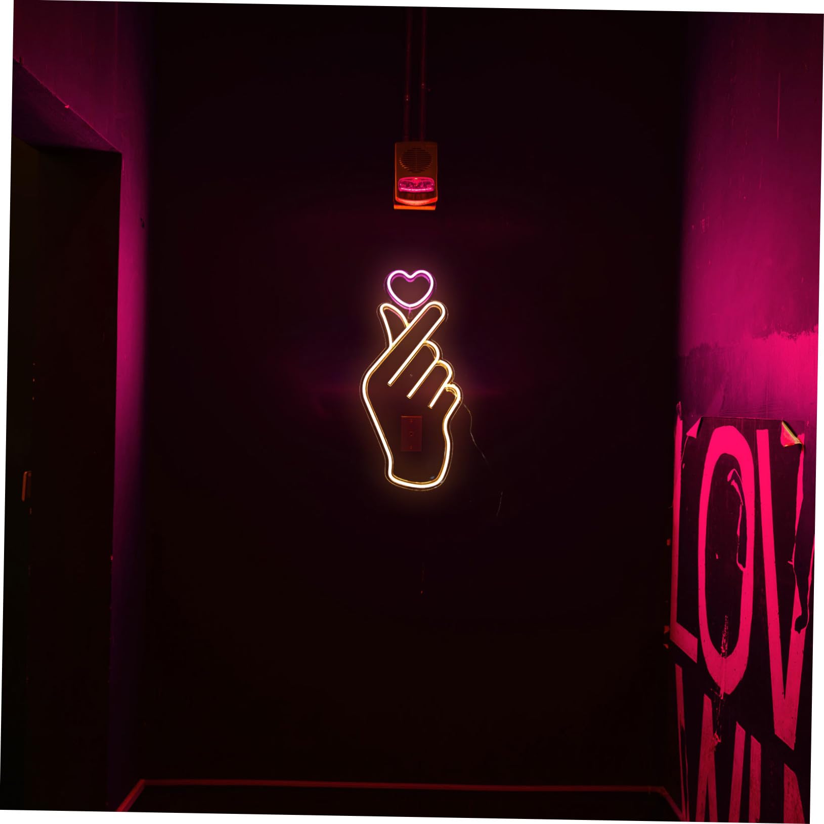 Enseigne Néon LED Main Cœur Décor Mur Chambre, Acrylique