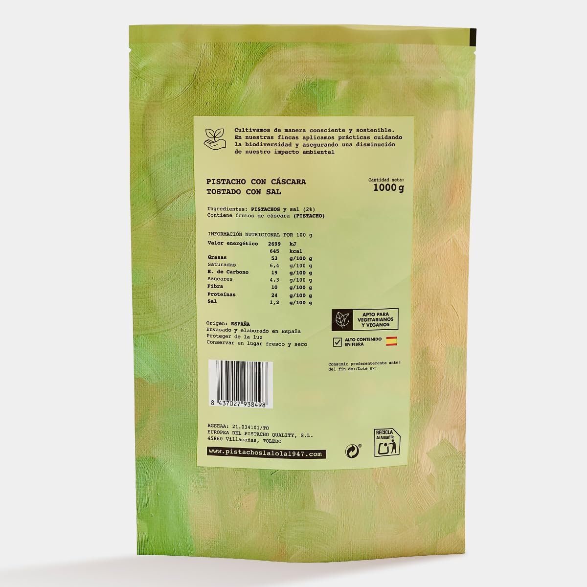 LALOLA 1947 - Pistachos tostados con sal 3x200 g, pistachos de España, snack saludable, fuente de proteínas vegetales, fruto seco natural, snack energético gourmet