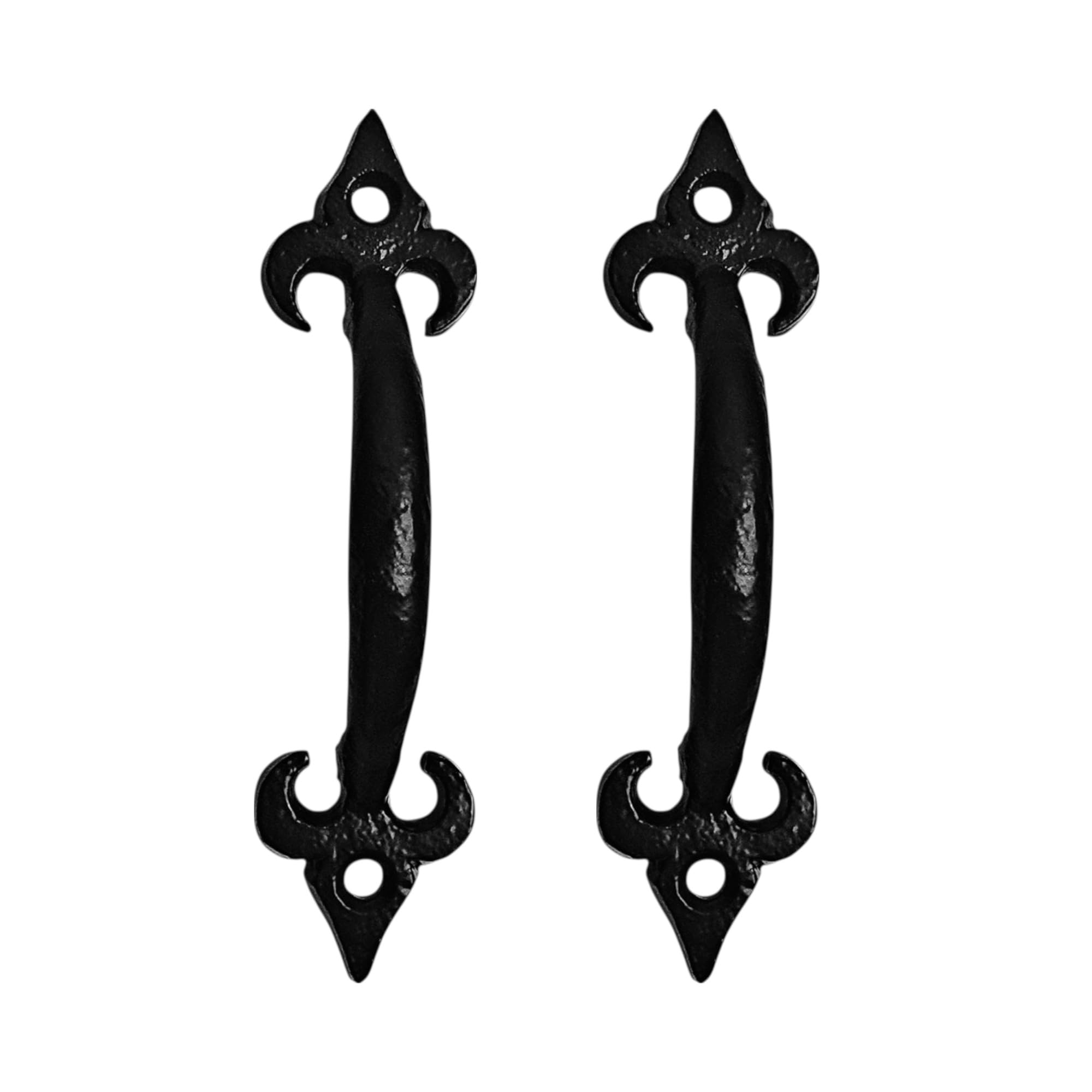 Manor Black Cast Iron Pull Handle, 150Mm, Fleur-De-Lys Design, 2 Pack