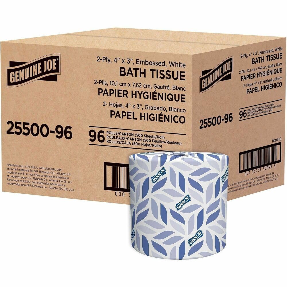 Genuine Joe - GJO2550096 2-ply Standard Bath Tissue Rolls (Pack of 96 Rolls)