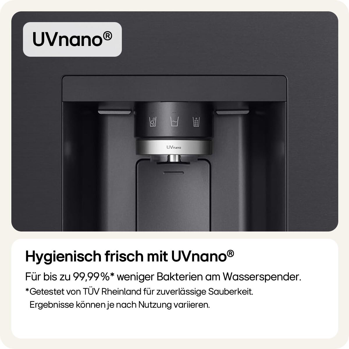 LG GSLE91EVAC Side by Side Kühlschrank, Klasse C, 628 L, Multi-Door Kühlschrank mit Gefrierfach, Eis-, Crushed Ice- Wasserspender mit UVnano, Total NoFrost, Smart Inverter Kompressor, Wi-Fi