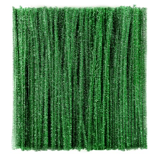 Image of Caydo 200 Pieces Glitter Green Pipe Cleaners, Sparkly Chenille Stems Bulk for Flowers Bouquet, Leaves and Kids Arts & Crafts Projects Making
