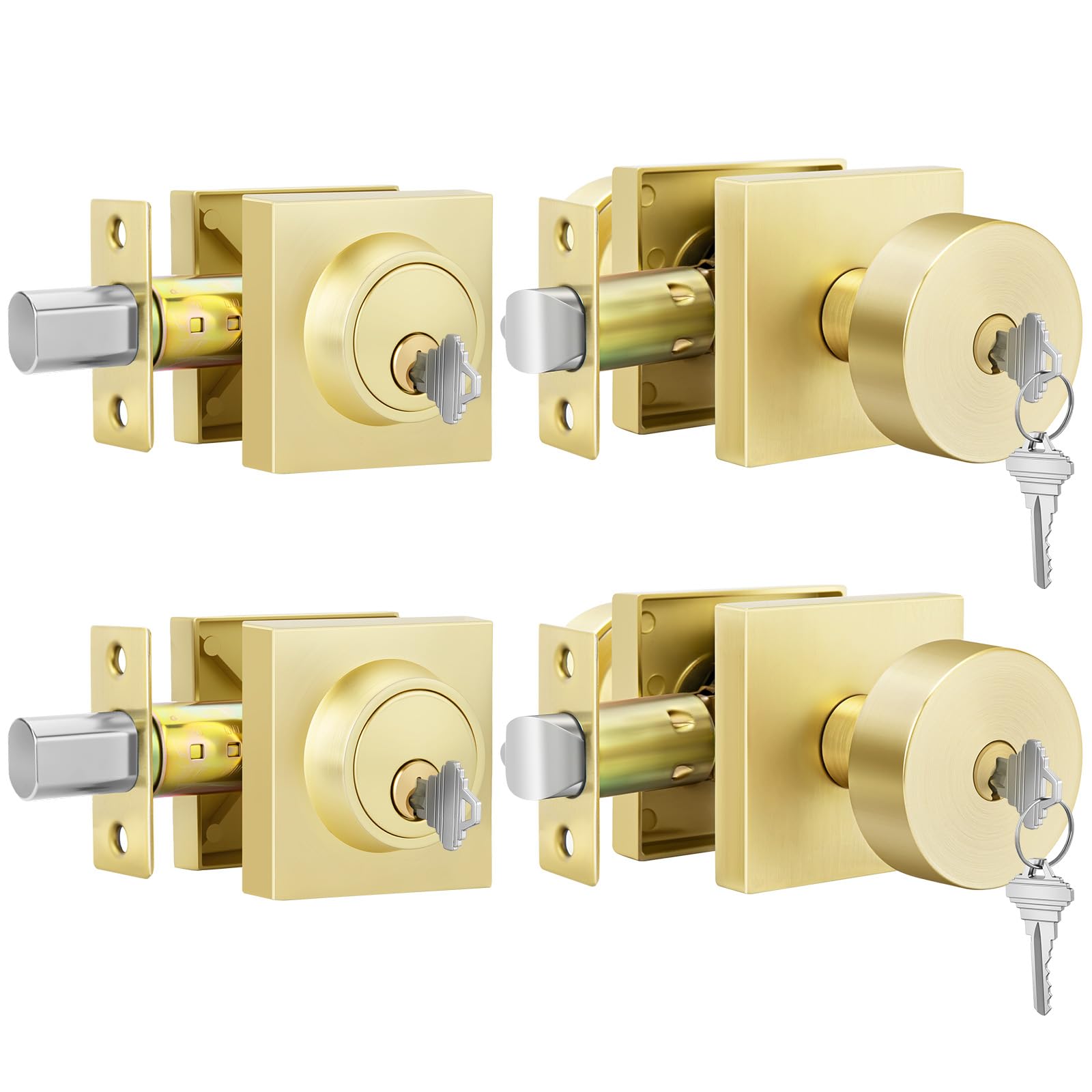 Gold Door Knobs - 6 Pack Zinc Alloy -31