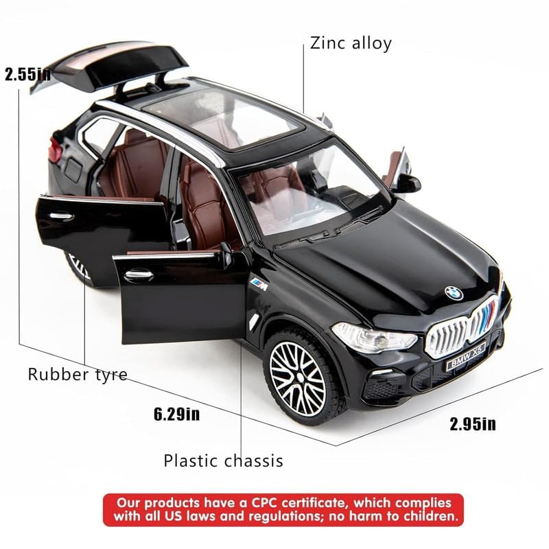 Image of Kiddie Galaxia BW X5 SUV Car 1:32 Model Car Alloy Metal Pull Back Die-cast Metal Toy car with Openable Doors & Light Music Gifts Toys Kids【Colors as Per Stock】