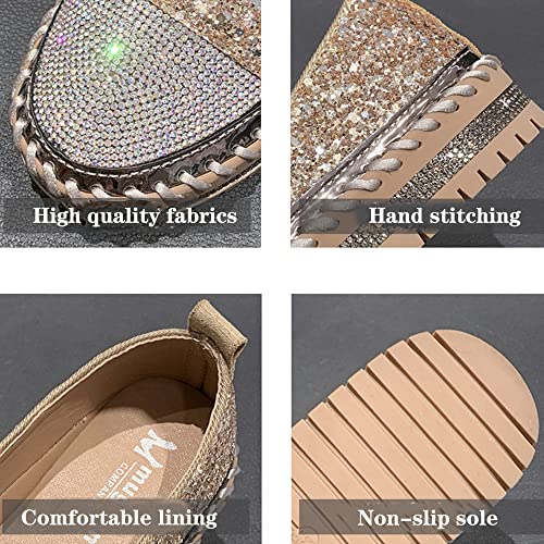 Image of Women's Fashion Rhinestone Slip On Sneakers Casual Comfort Platform Walking Shoes Cute Bowknot Glitter Bling Loafers