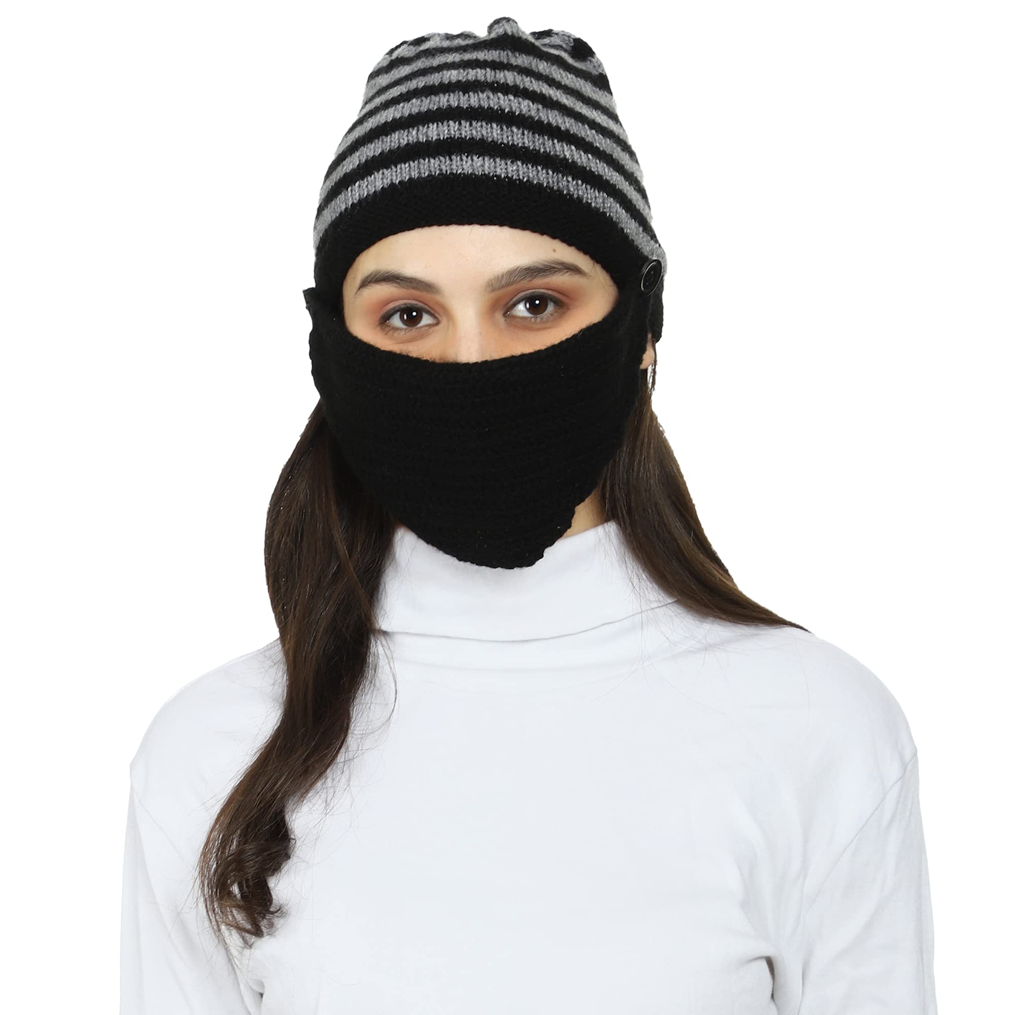 KCSOCKS Handmade KC Woolen mask with Cap Black-image-16