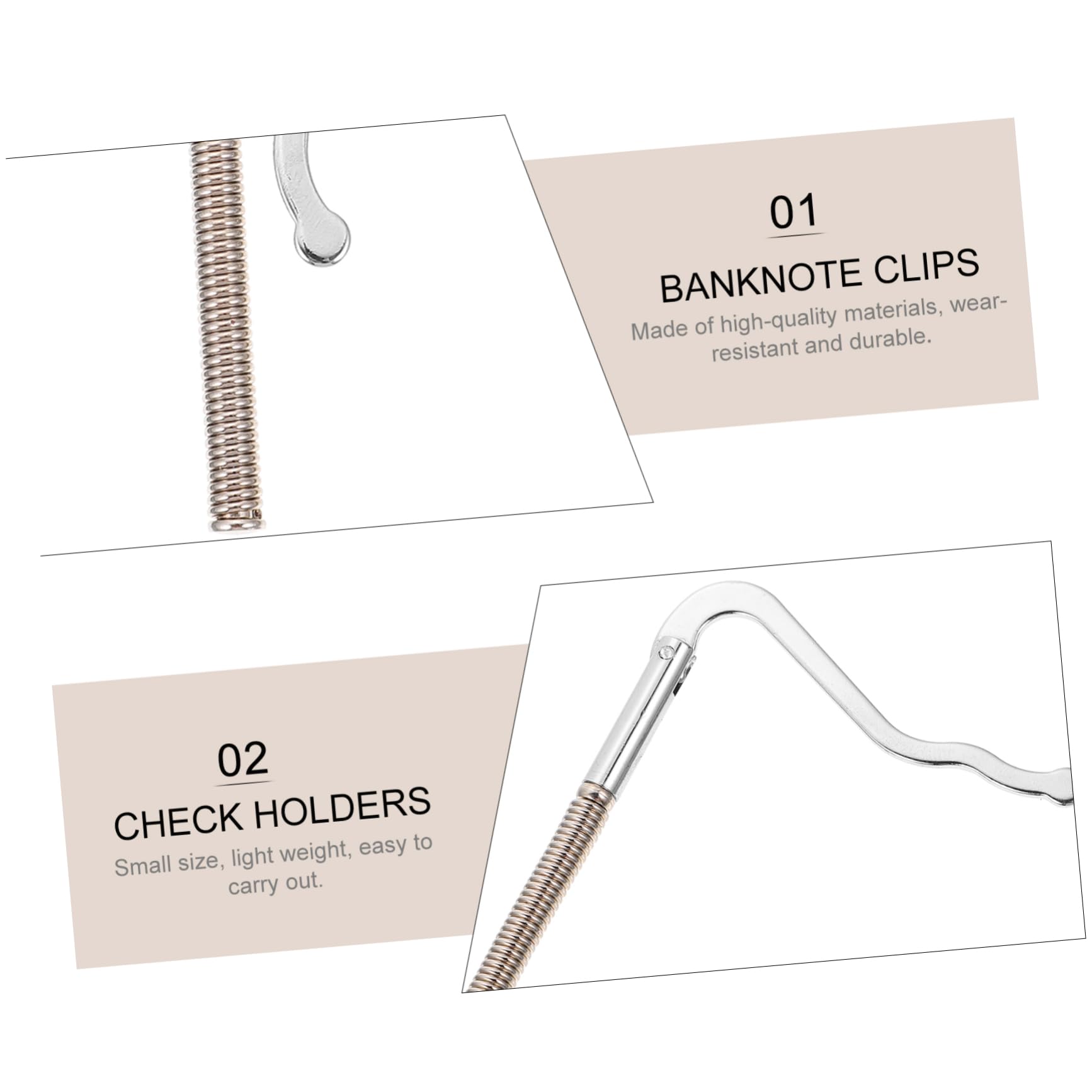 minkissy 2Pcs Metal Spring Clips for Durable Banknote Check Holders Lightweight Design for Cash and Credit Cards present Option