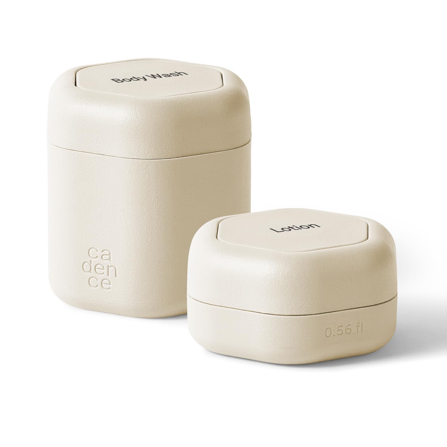 Cadence Travel Containers - 2 Piece Body Care Capsule Set - Magnetic Containers w/ Lids - Carry On Travel Essentials for Women/Men - 1 Small & 1