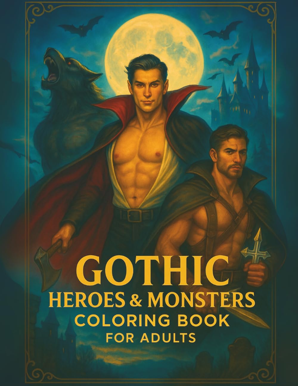 Gothic Heroes & Monsters Coloring Book for Adults: A Dark Fantasy Adult Coloring Book Featuring 63 Single-Sided Pages of Handsome Vampires, ... and Relaxation (Hunky Heroes Coloring Series)