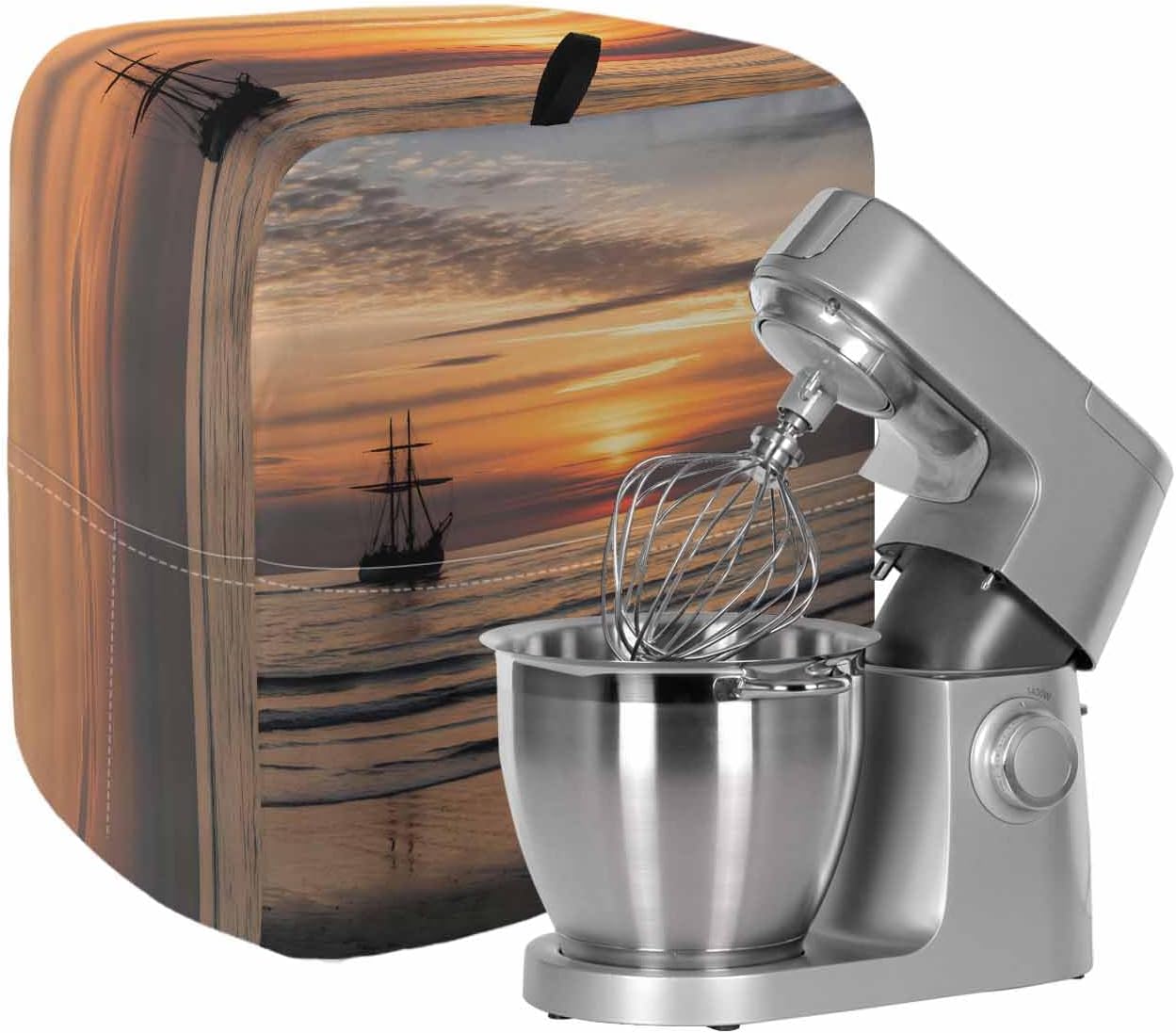 Summer Sunets Stand Mixer Cover with Storage Pocket, Waterproof Kitchen Mixer Covers, Coastal Beach Sailing Boats Oceans Kitchen Appliance Dust Cover Compatible with 6-9 Quart Mixers