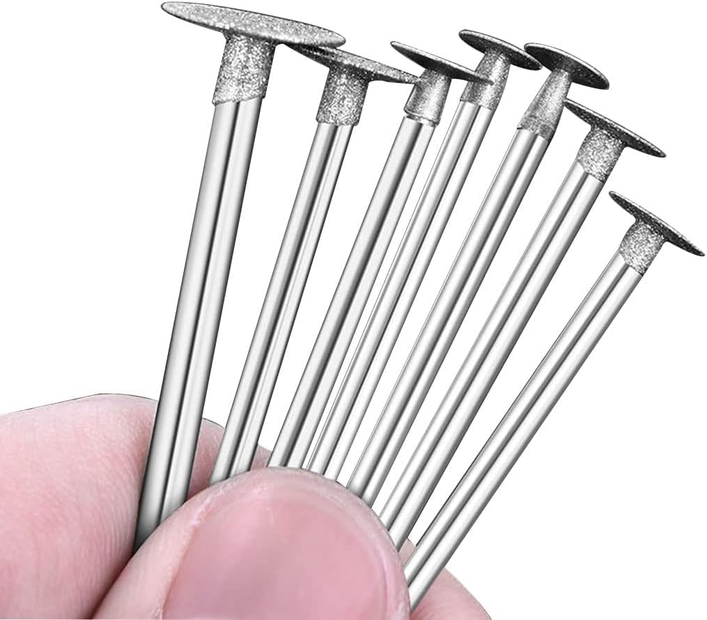 7 Pcs T Shape Diamond Cutting Burr, 1/8'' Shank Diamond Burs Stone Carving Sets For Dremel Rotary Tools