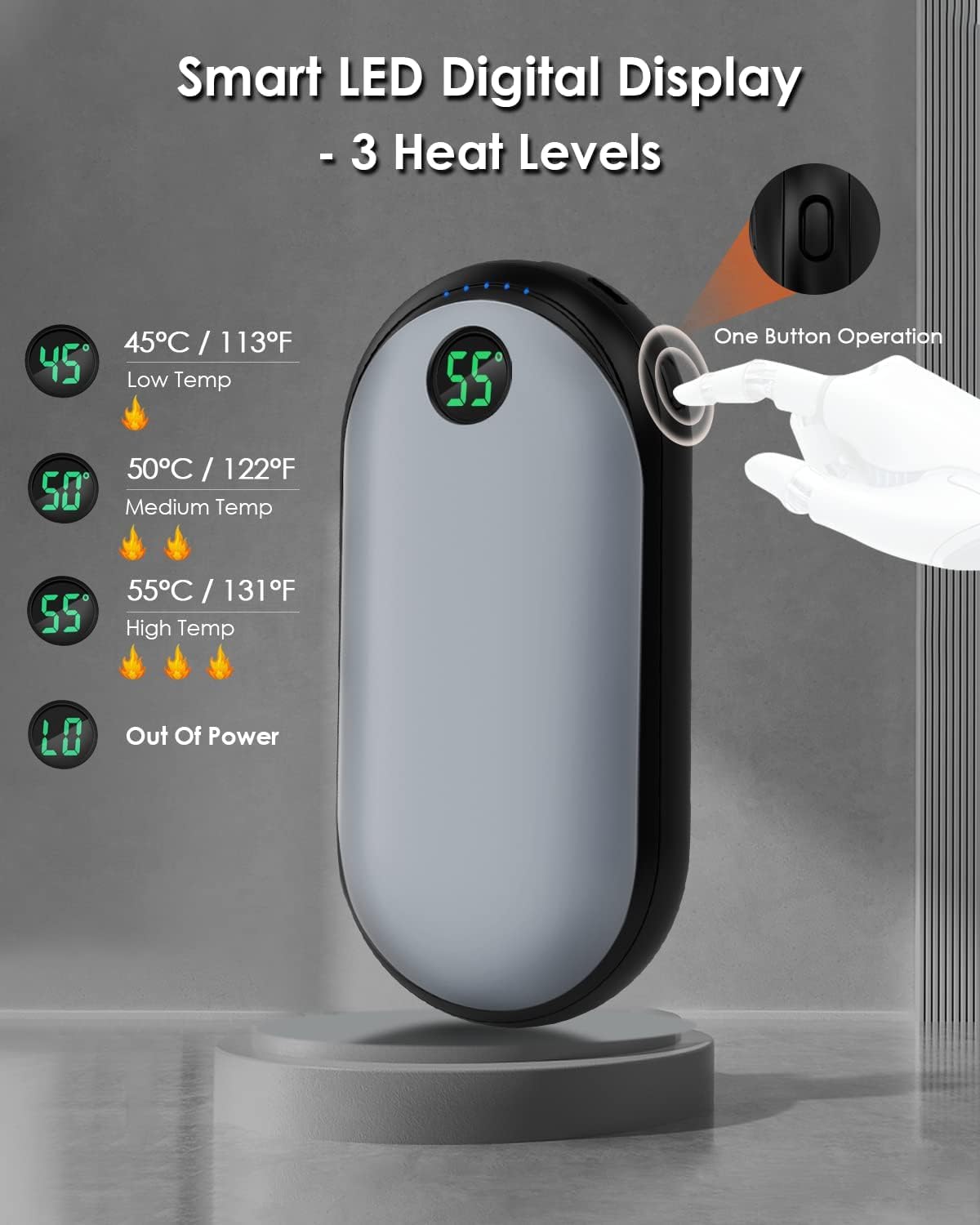 Handwarmer, oplaadbaar, 10.000 mAh, draagbare elektrische