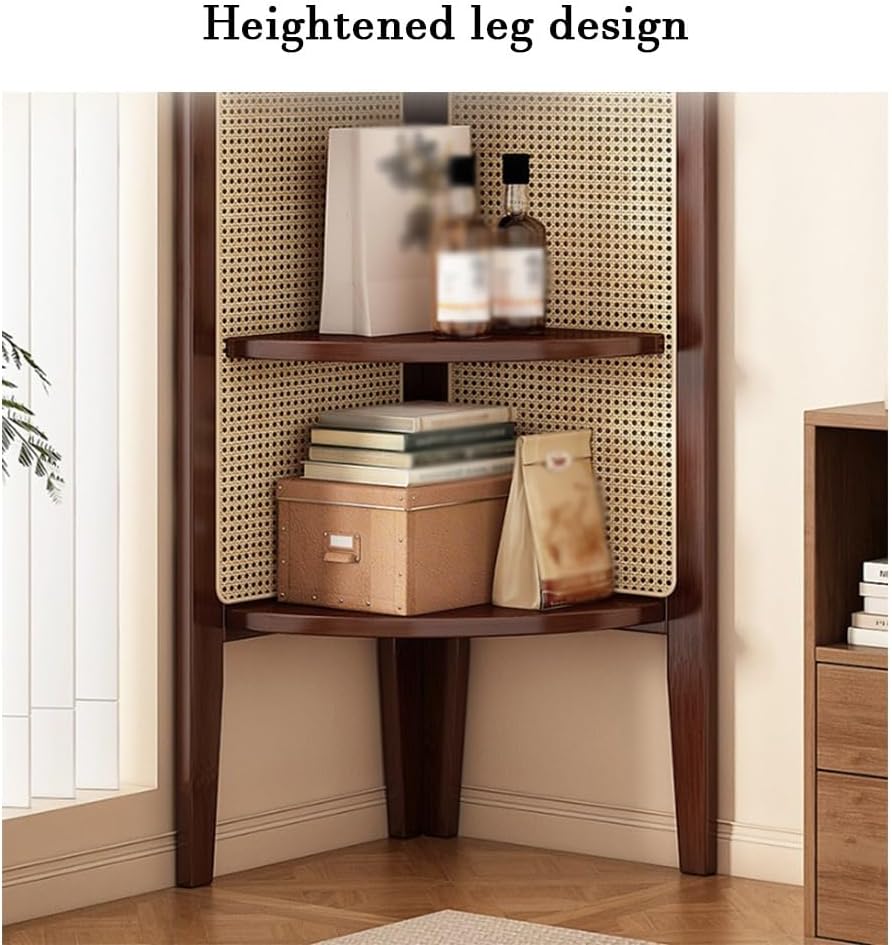 5-Tier Corner Shelf Stand, Space-Saving Display Rack with Sturdy Heightened Legs, Thickened Boards, Ideal for Small Spaces in Bedroom, Living Room (Brown)