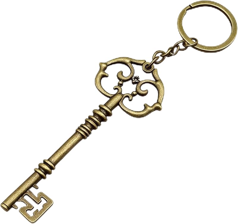 Vintage Skeleton Key Keychain for Women Men, Large Old Key Ring Charm