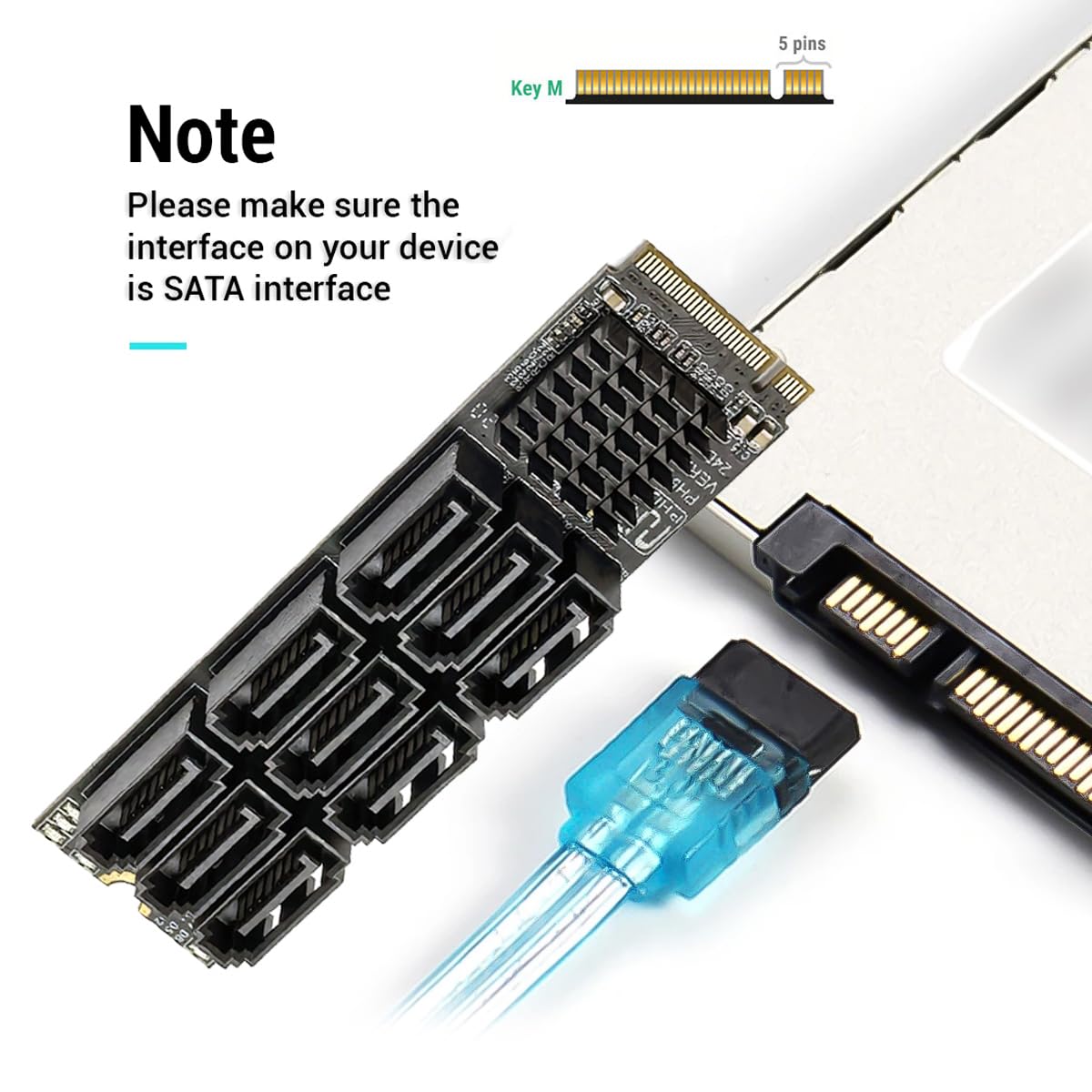 NVME M-Key PCI Express M.2 NGFF na 9-portowy SATA 3.0 6 Gbps adapter karta rozszerzenia dysku twardego 2280 do komputera NAS (9 portów)