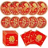 150 Pcs Chinese New Year Plates and Napkins, 50 Guests Disposable Red Gold Horse Dinnerware 2026 Happy New Year Tableware Set for Spring Festival Lunar Year Party Supplies