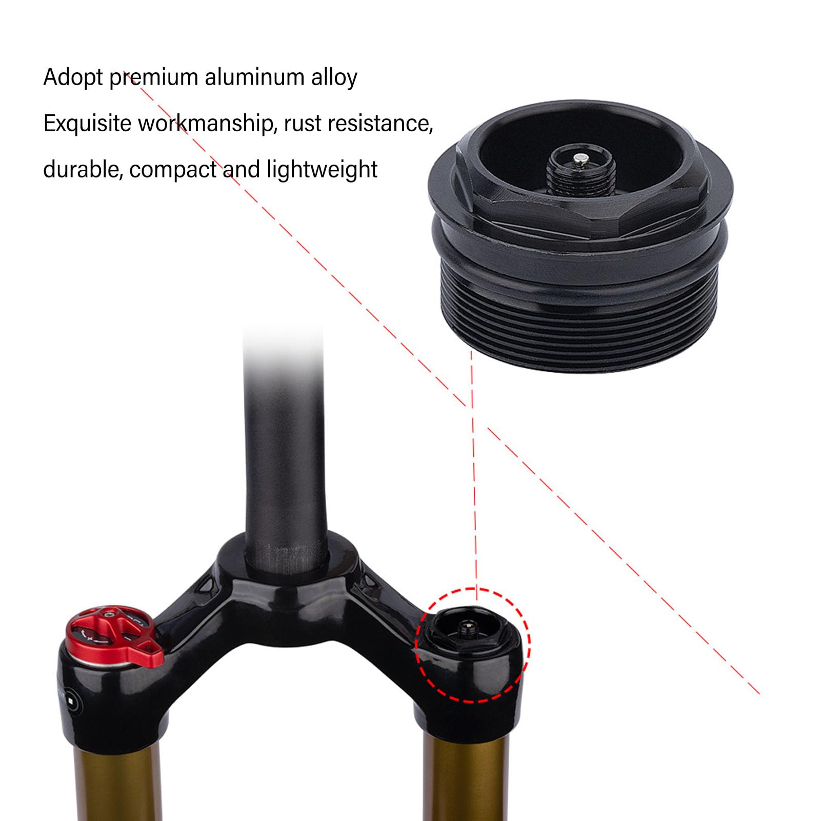 Dado Valvola Forcella Anteriore Bici in Lega di Alluminio Gruppo Tappo Forcella Aria Bici Sostituzione Nucleo Valvola per Forcella Anteriore con Tubo Interno da 32 Mm