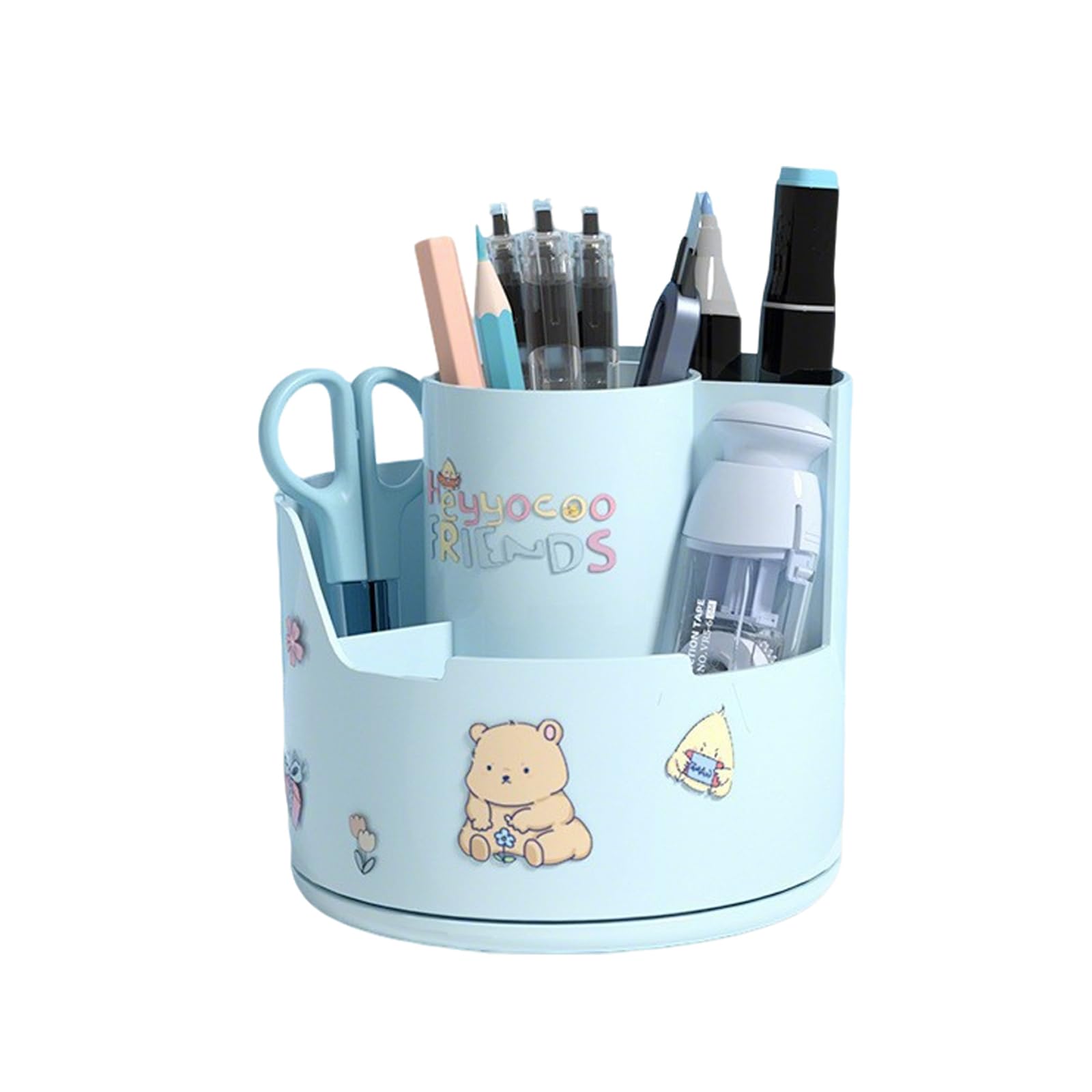Kaizuca 360°Rotating Pen Holder, Creative Pencil Cup, Pen Organizer, Desk Organizer with 1 Sticker, for Office, School and Home (A)