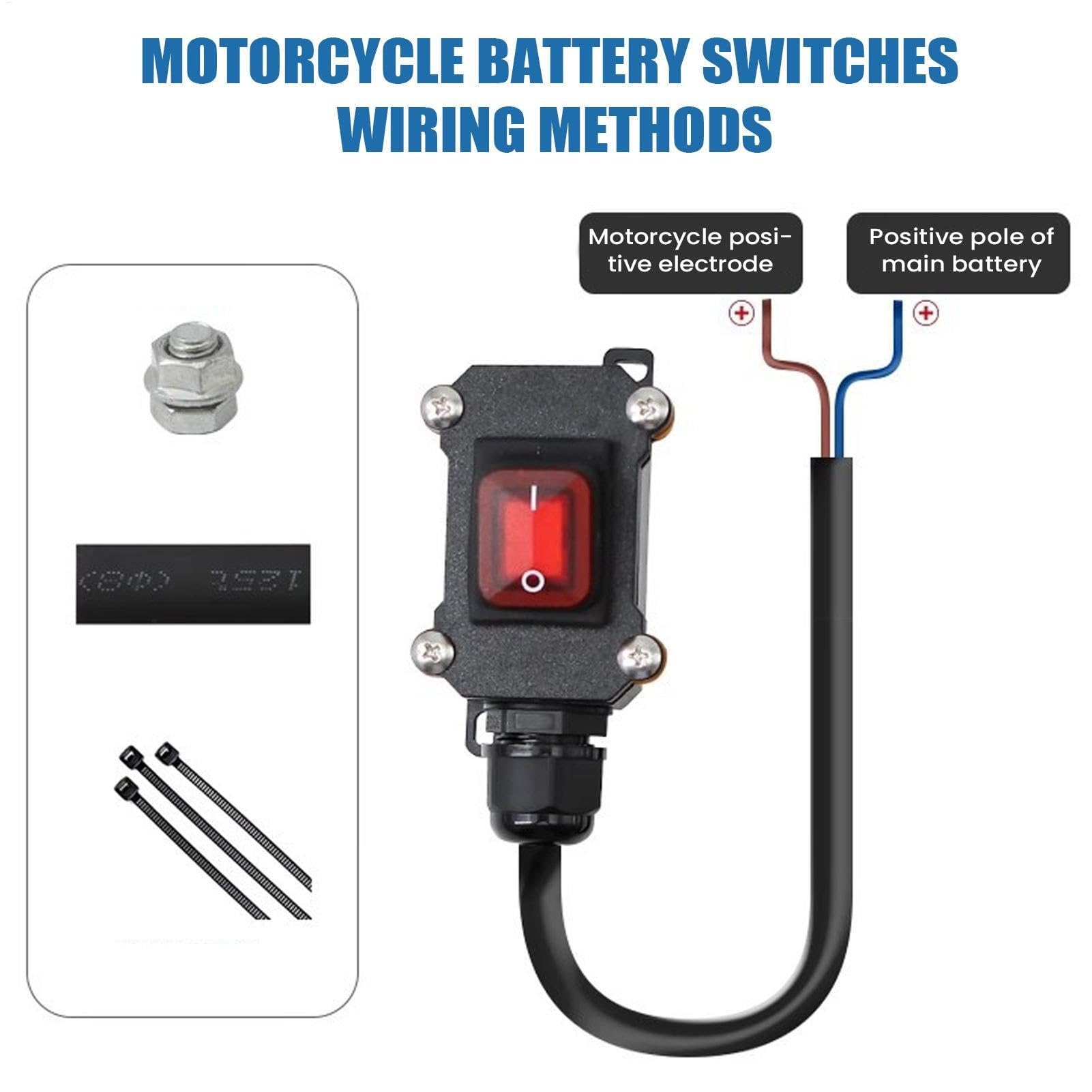 Interruttore manubrio moto Interruttore di alimentazione moto scollegamento della batteria Isolatore interruzione dell'alimentazione da 30/50/100 cm spegnimento per carichi pesanti(100cm)