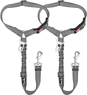 SlowTon Dog Seat Belt for Car, 2 Pack Dog Car Harness Seatbelt with Bungee