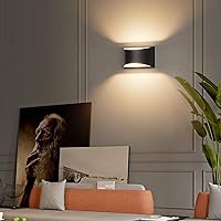 Vista 7 de Aipsun Aplique de pared LED moderno negro para interiores, 1 paquete de luces de montaje en pared con cable arriba y abajo para sala de estar