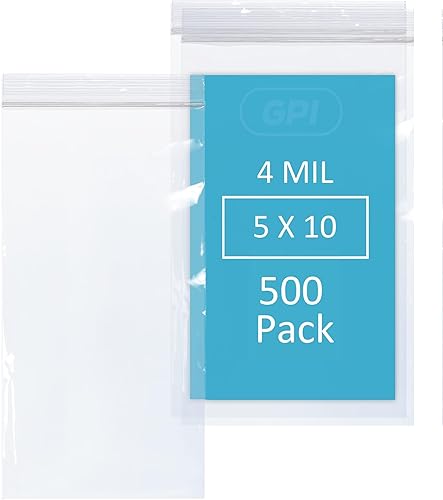 Miniatura 16 de GPI - 100 bolsas con cremallera de 5 x 10 pulgadas, resistentes de 4 mil de grosor, bolsas de polietileno transparentes con cierre resellable