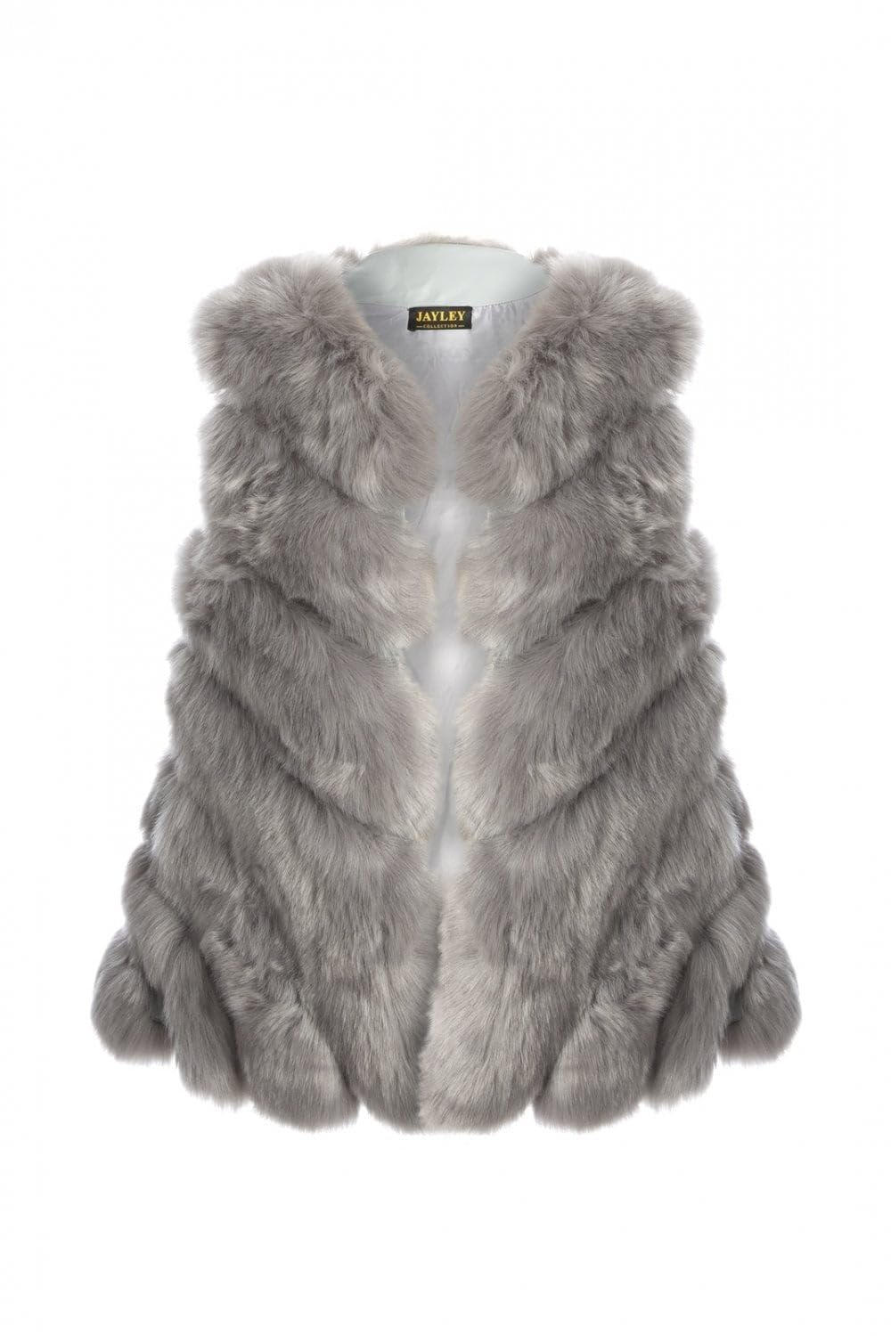 Jayley Collection Grey Faux Fur Long Gilet