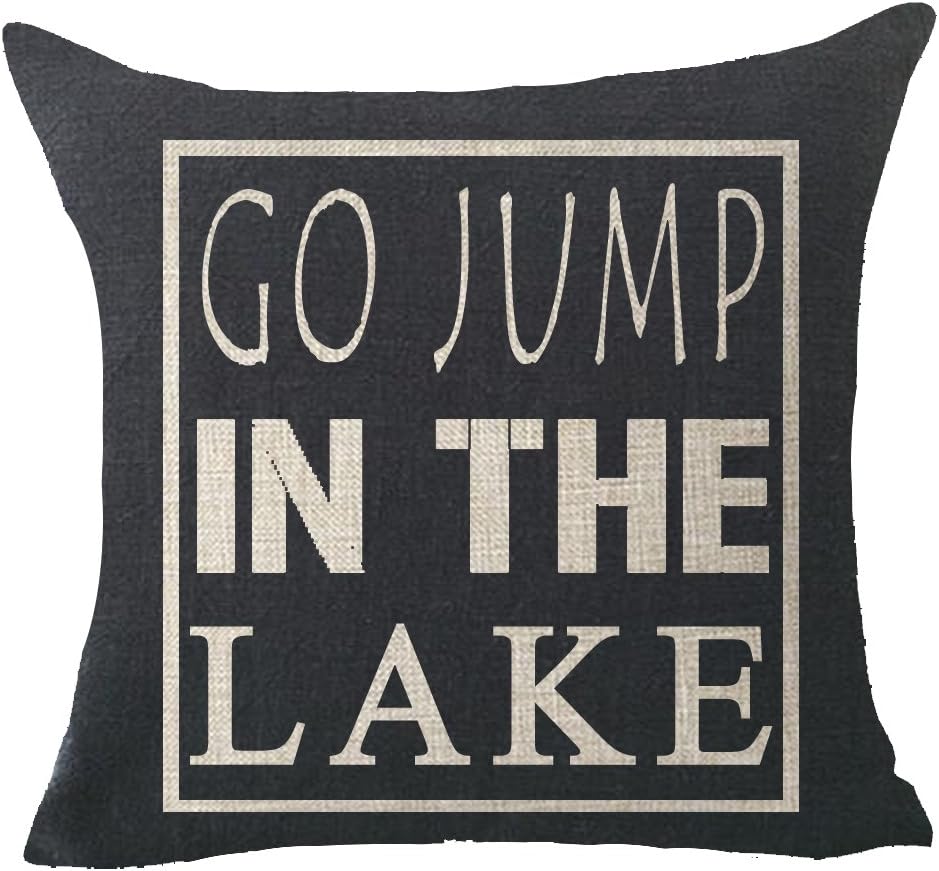 Go Jump in The Lake Throw Pillow Cover Cushion Case Cotton Linen Material Decorative 18" x18'' Square