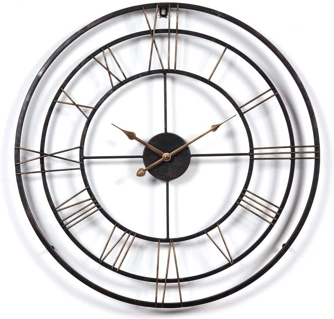 Grandes horloges murales en métal pour décoration de bar ou salon de style rétro
