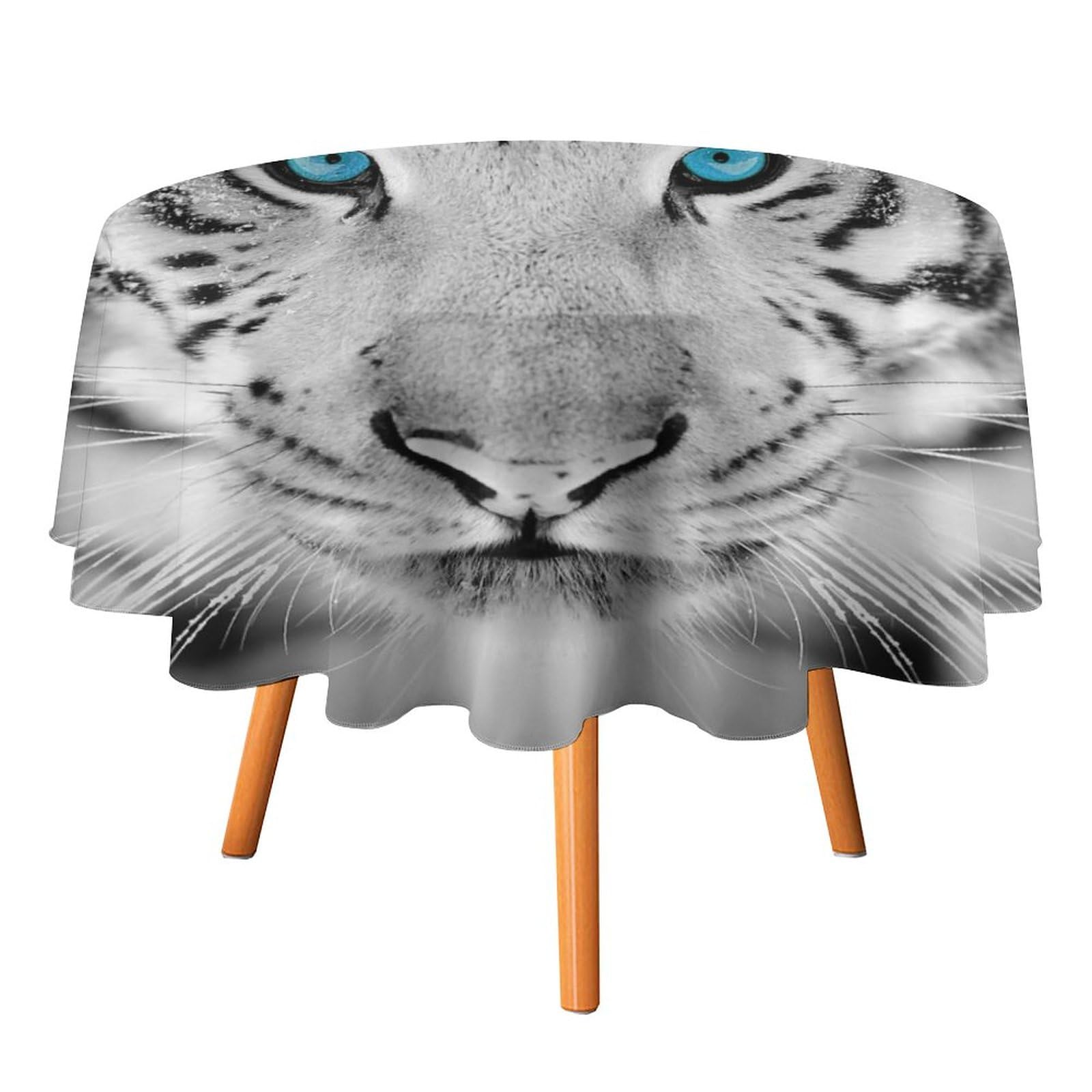 Wild White Tiger Table Cloth Decorative Fabric Table Cover Washable Dust-Proof Wrinkle Resistant for Camping Picnic 19.99