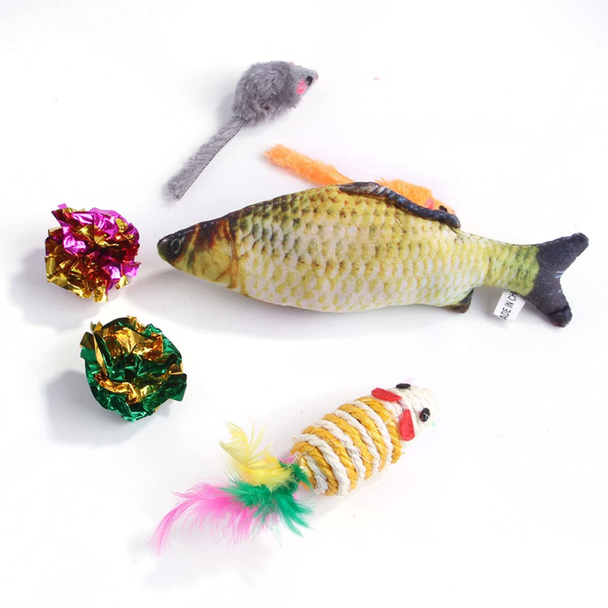 POPETPOP Jouets 30 Pièces Chat Teaser Ensemble De Chat Drôle Taquin De Jouet pour Poisson Mobile Électrique Teaser La Plume Canne à Pêche Fil d'acier Jouets À Mâcher