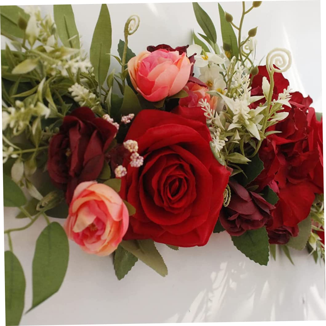 Hochzeitsbogenblumen, 65x16 cm künstlicher Rosenblumen -Swag, Bogenblumen für Hochzeitszeremonie -Mittelstücke Hausdekoration (rot)