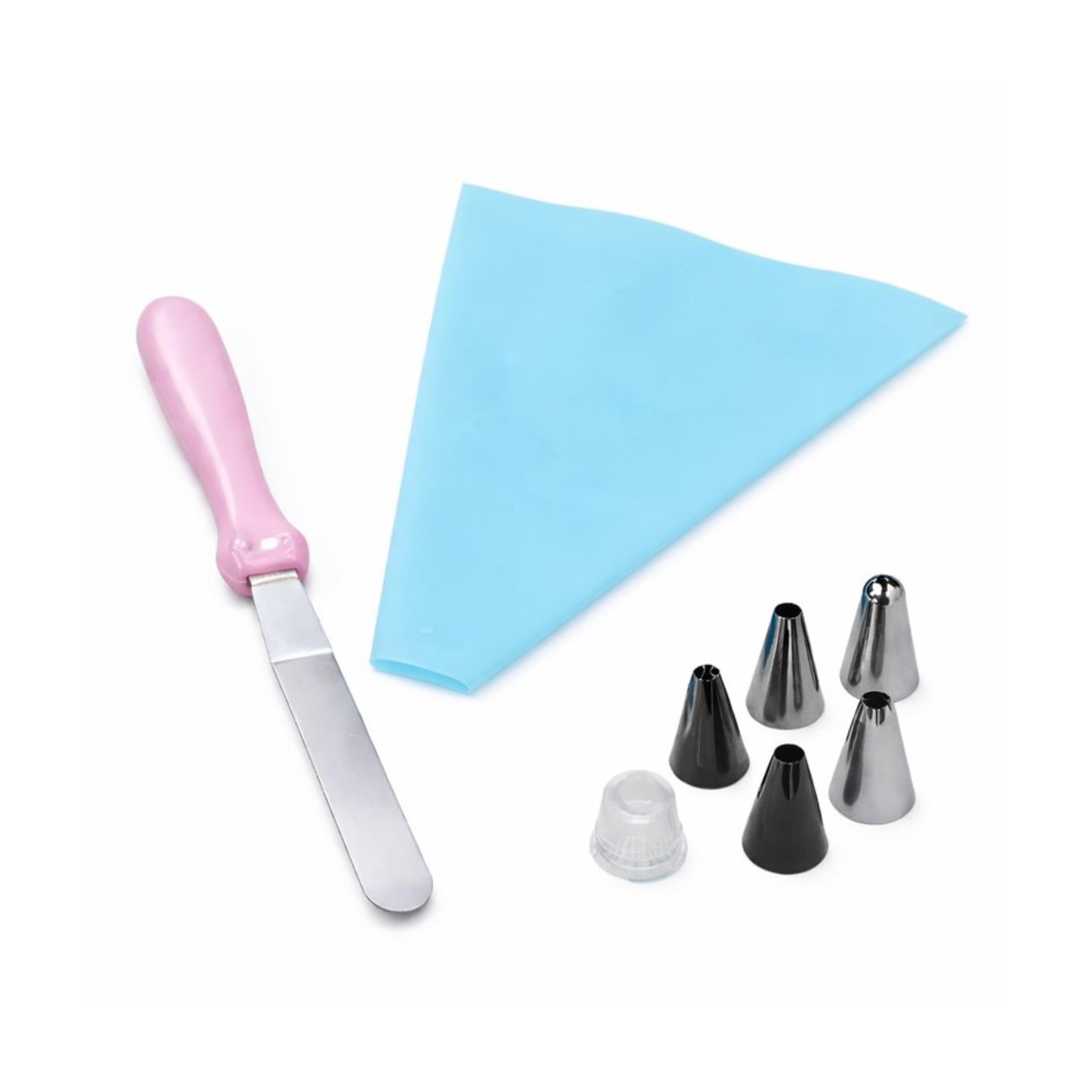 PARENCE - Juego de 8 mangas pasteleras con puntas – Espátula decorativa de 22 cm – 5 puntas intercambiables – Asa ergonómica – Ideal para pasteles y pasteles