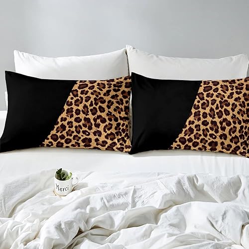Miniatura 5 de Juego de ropa de cama con estampado de leopardo, tamaño Queen, juego de funda de edredón de animales de guepardo africano de vida silvestre para
