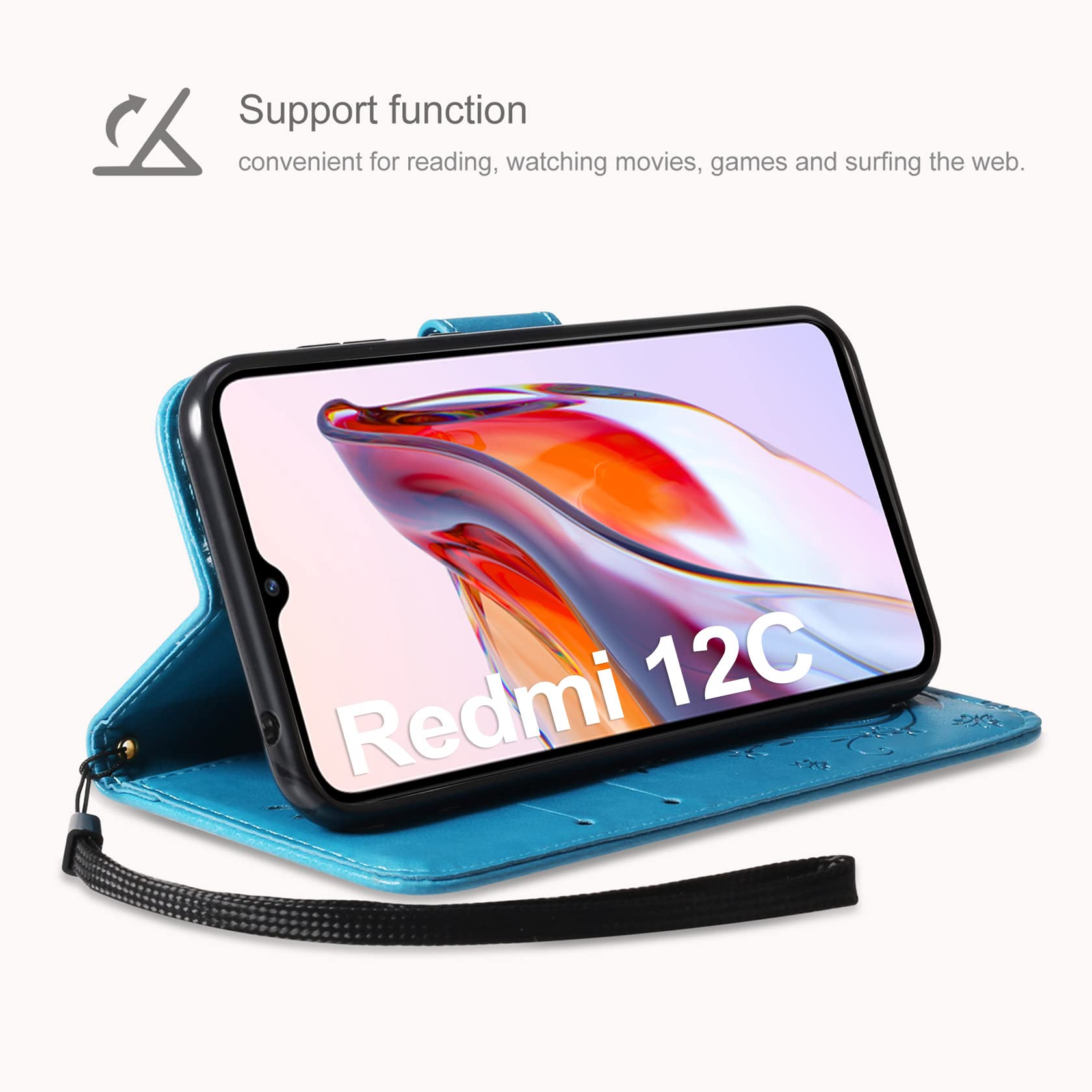 ZIRIA Fundas Para Smartphone Compatibles Con Xiaomi Redmi 12C, Funda Protectora De TPU A Prueba De Golpes, Funda De Piel Sintética Para Teléfono, Funda Magnética De Piel Sintética, Funda De Cuero