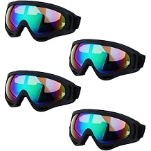 LJDJ Ski Goggles, Pack of 4 Snow Snowboard Goggles, Motorcycle Goggles UV Protection Anti-fog for Men Women Kids
