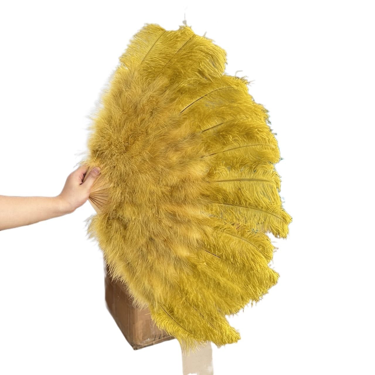 CIGPKLO Feather Dance Fan Big Feathers Fan 13Bone 100CM 130CM Hands Held Folding For Party Carnival Dance Performance Decoration
