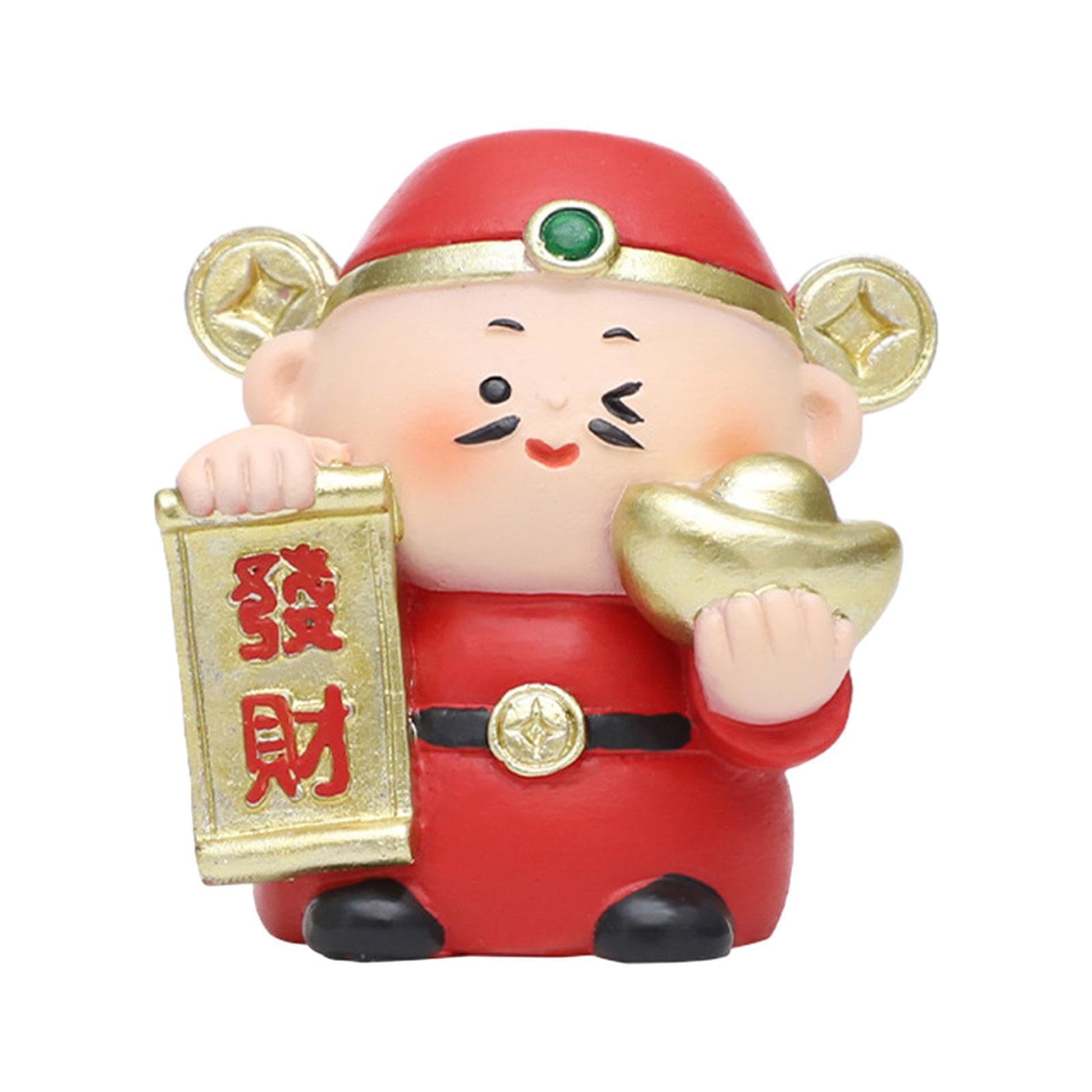 PIXZCSA Chic Desktop Wealth Decor Cute Mini Sculptures Figurine Ornaments And Scene Layout Crafts Restaurants God Of Wealth Ornament Resin Desktop Decoration, Style C