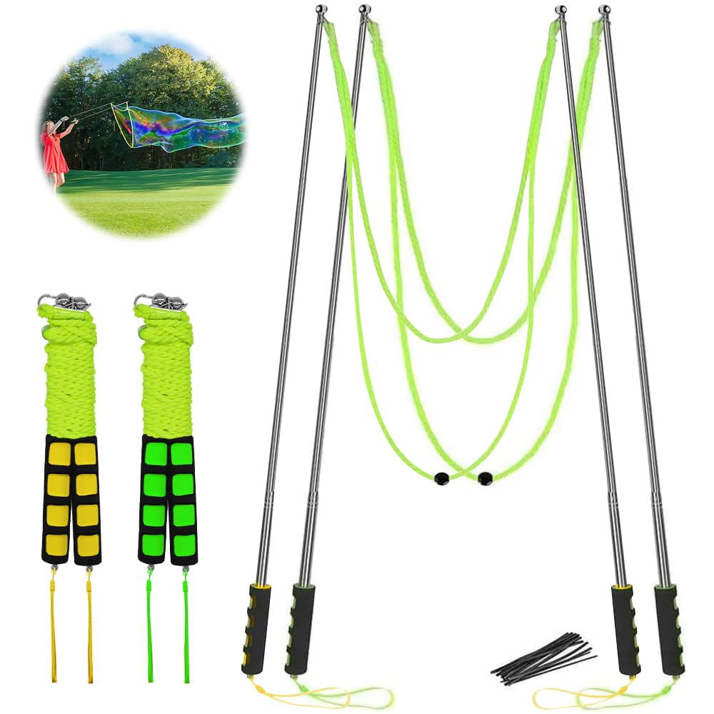 2-Pack Giant Bubble Wands – Stainless Steel Telescopic Bubble Blower Sticks for Kids & Adults – Outdoor Bubble Maker Toy for Lawn, Park, Beach, Birthday Parties & Summer Fun