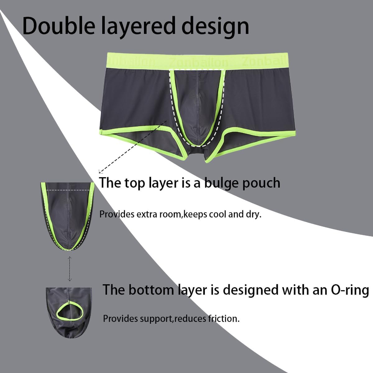 Men's Boxer Briefs Pouch Bulge with O-Ring Design See Through Ultra Thin Breathable Boxer Briefs