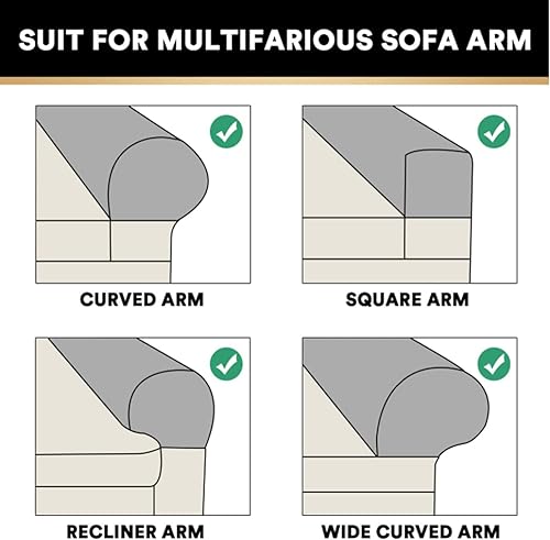 Miniatura 5 de Paquete de 2 fundas elásticas de terciopelo para reposabrazos, fundas antideslizantes para sofá, protectores elásticos suaves para sala de estar,